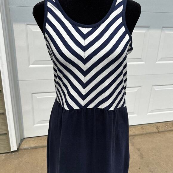 Toad & CO long dress, navy with white stripes, tank style, women's size S - Picture 3 of 8